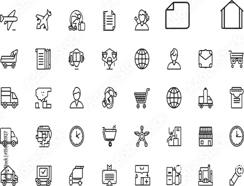 Global Logistics Icon Pack: 8 E-Commerce Vectors - Shipping Routes, Tracking & Drone Delivery (Editable AI)