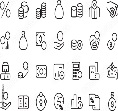 Premium Finance Icon Pack: 9 ROI & Wealth Vectors (Editable AI) - Growth, Analytics & Transactions