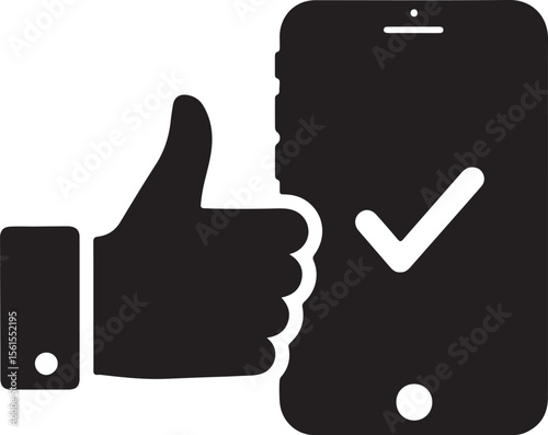 A thumb up icon or sign can represent a like, good vote, or yes for social media and business success on the internet