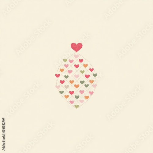 Delicate Basket Weave of Tiny Pastel Hearts on a Pale Cream Background Offering a Minimalist Yet Heartfelt Design