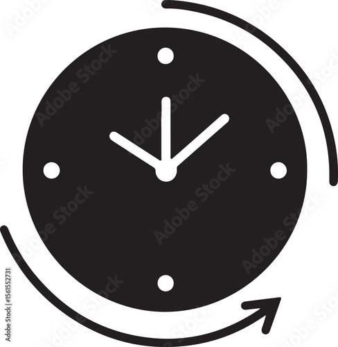 A minimalist vector wall clock icon, isolated on white, effectively symbolizes time, business, and daily reminders with its clear dial, hour, and minute hands