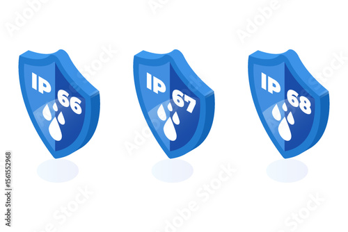 ip66, ip67, ip68 icon set. Vector illustration.