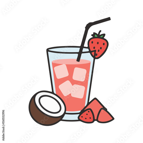 Summer beach Vector Icons – Fruit Ice Tropical Drink icon, suitable for digital use icon