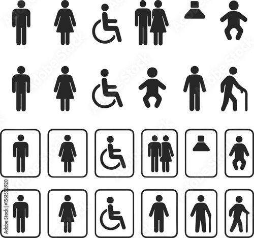 Diverse People Icon Set Vector Illustrations for Accessibility and Inclusivity