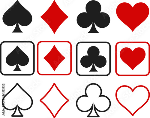 Versatile Solitaire Icon Set Spades, Hearts, Clubs, Diamonds EPS Vector Icons