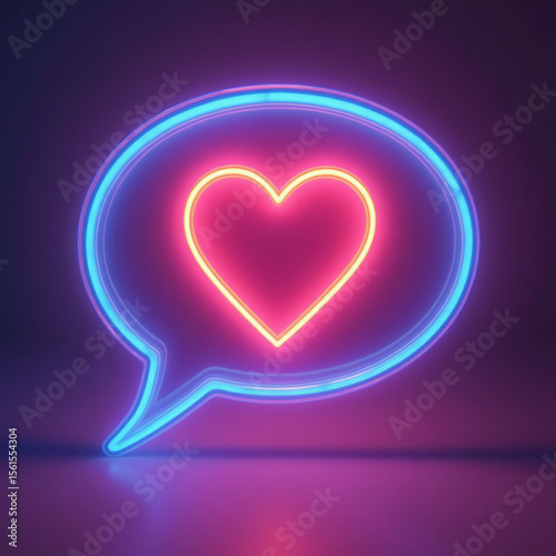 3D Red Notification Bubble with a White Heart Symbol Inside
