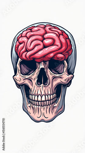 Transparent Skull with Brain — Detailed 3D Medical Visualization of Human Skull and Brain Anatomy
