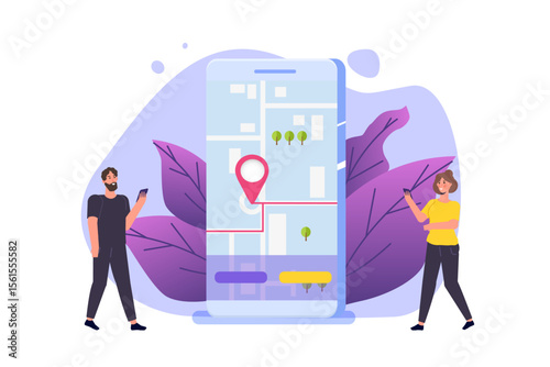 GPS Navigation app, search map concept. Vector illustration.