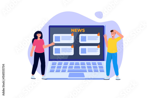 Shocked daily news concept. Vector illustration