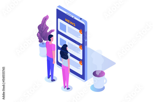 Shocked daily news concept. Vector illustration