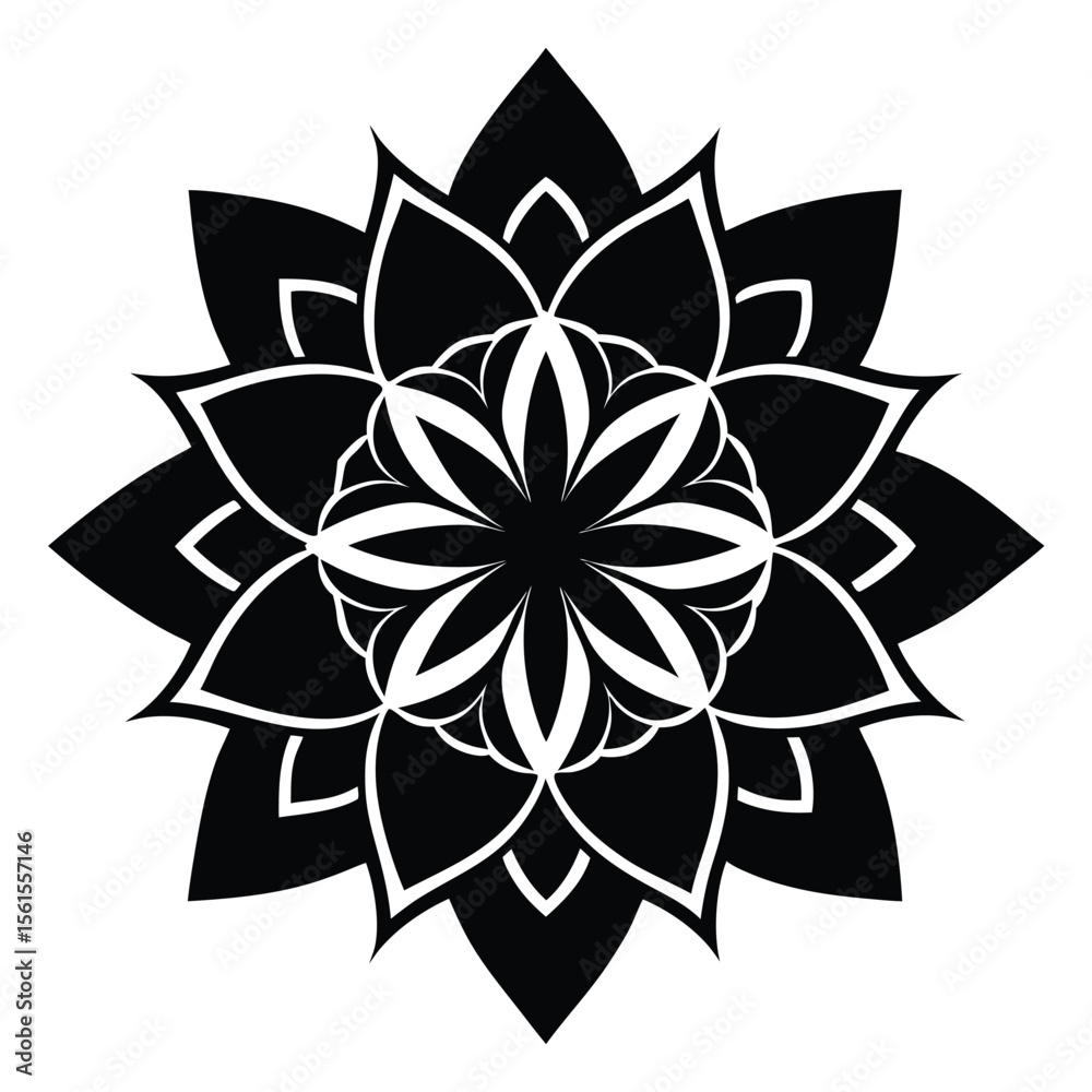 Fototapeta premium Geometric Mandala Design Black and White Flower of Life