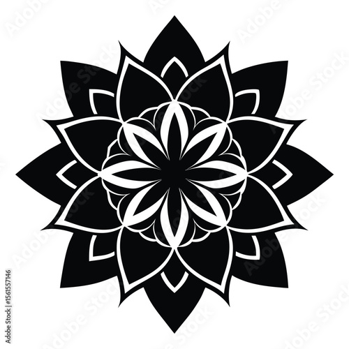 Geometric Mandala Design Black and White Flower of Life
