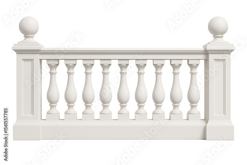 Classic stone balustrade isolated on transparent background