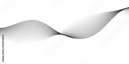 "A minimalist, abstract design featuring a smooth, flowing wave or ribbon-like element in shades of grey against a clean white background, emphasizing gentle curves and subtle gradients."