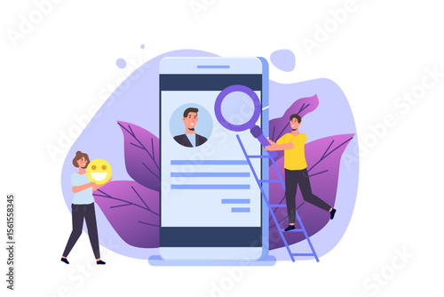 Content SMM manager strategy processes concept. Flat vector illustration.