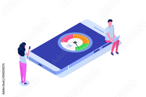 Internet download Speed test  concept. Vector illustration