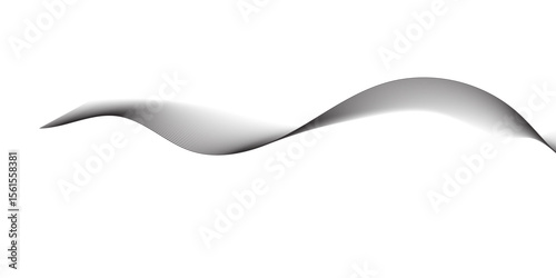 "A minimalist, abstract design featuring a smooth, flowing wave or ribbon-like element in shades of grey against a clean white background, emphasizing gentle curves and subtle gradients."