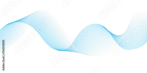 "A graceful, soft blue ribbon-like wave subtly curves across a clean white background, conveying a sense of gentle motion and serene simplicity."