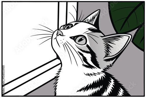 Adorable cat looking directly at the viewer with a slight head tilt