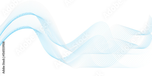 "A graceful, soft blue ribbon-like wave subtly curves across a clean white background, conveying a sense of gentle motion and serene simplicity."