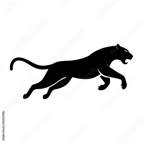 "Running Panther Silhouette – Black Vector Illustration"