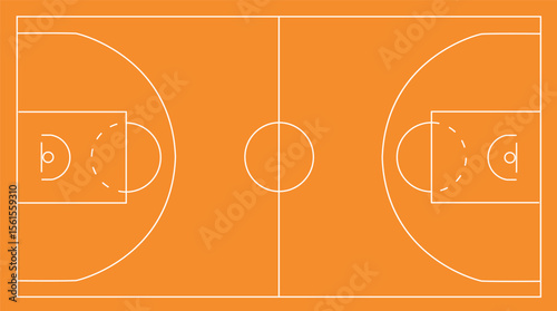 Basketball field. Basketball court field background. Basketball court top view. flat style.