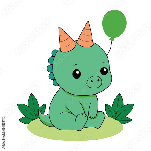 Charming baby triceratops illustration for children s designs