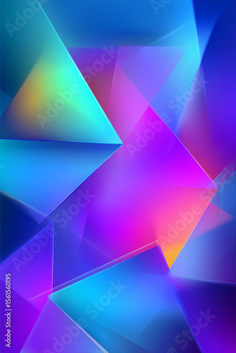 Abstract geometric background with vibrant gradient colors – futuristic neon shapes, colorful light effects, modern digital design