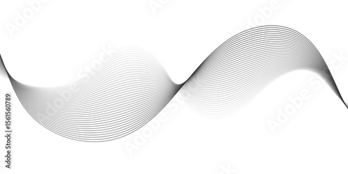 "A minimalist, abstract design featuring a smooth, flowing wave or ribbon-like element in shades of grey against a clean white background, emphasizing gentle curves and subtle gradients."