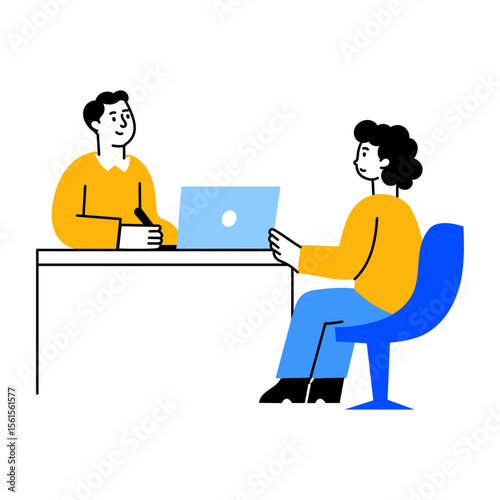illustratFlat style illustration showing people in a client meeting
ion 
