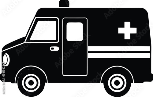 Ambulance Silhouette Vector Art