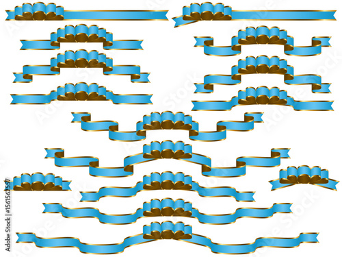 リボン、5水色、波縁2