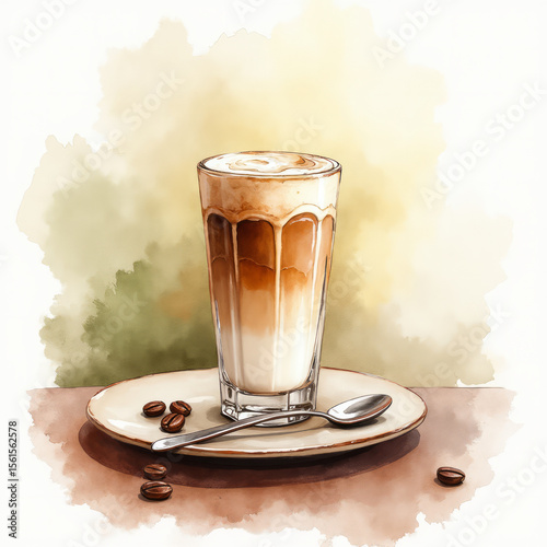 Latte Macchiato Emoji — 3D Layered Coffee Drink Icon