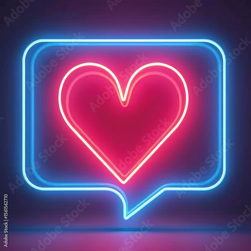 3D Red Notification Bubble with a White Heart Symbol Inside