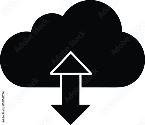 Cloud Upload Download Silhouette Icon