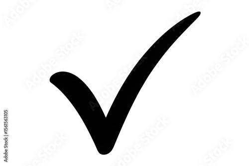 Black check mark icon isolated on transparent background