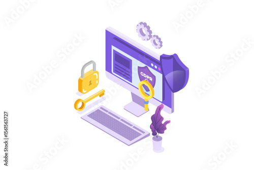 General Data Protection Regulation - GDPR isometric concept. Vector illustration.