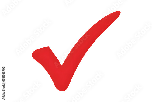 Red check mark icon isolated on transparent background