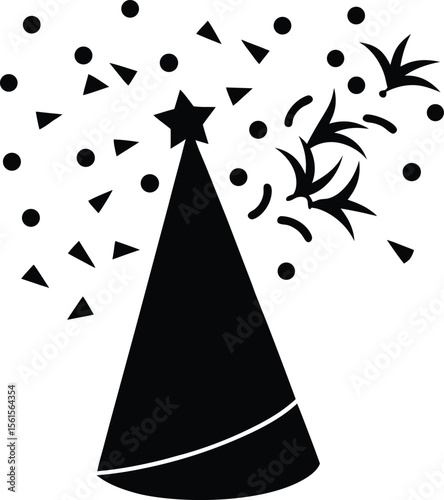 Party Hat And Confetti Silhouette