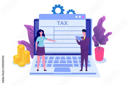 Online tax payment app concept. Can use for landing page template. Vector illustration