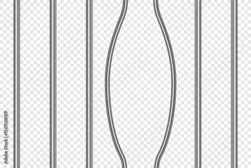 Prison broken bars realistic. Jail lattice or bars style on isolated background. Vector illustration.