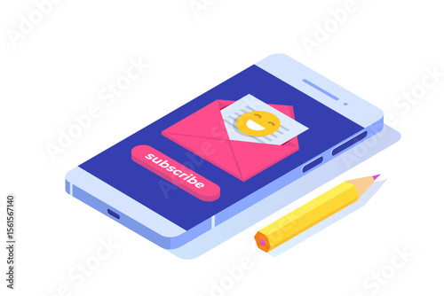 Email marketing, subscribe concept. Received newsletter. Vector  illustration