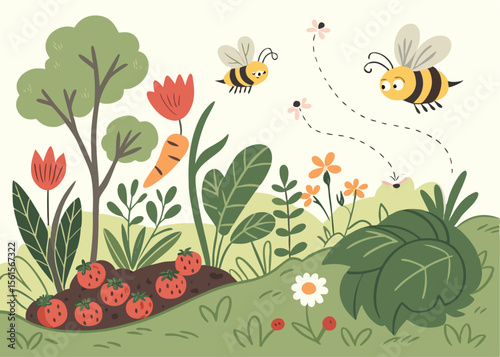 Vegetable Garden with Pollinators
