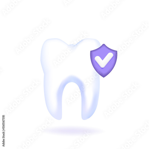 Tooth check 3D icon. Vector illustrations.