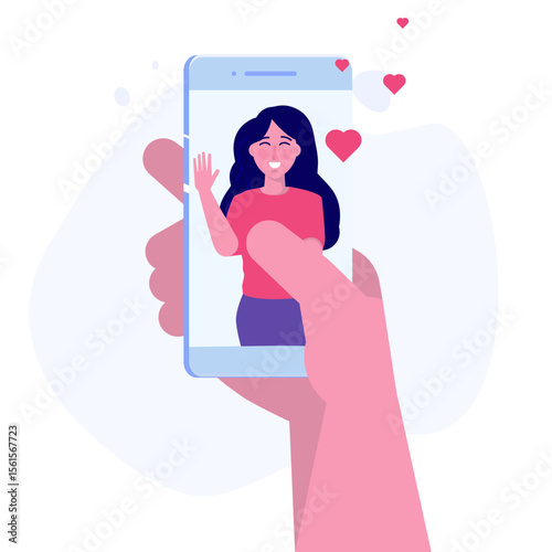 Video call, virtual meeting and group video conference concept. Vector illustration.
