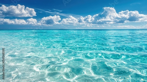 Beautiful tropical beach with turquoise water clear sky and gentle waves scenic ocean view.