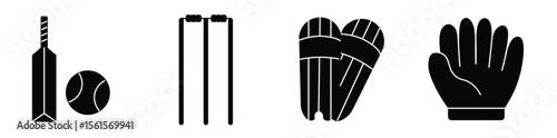 Cricket icons. Cricket related icon set. Ball, Bat, gloves, best man, helmet, wicket. bat and ball icon set line and isolated on white background
