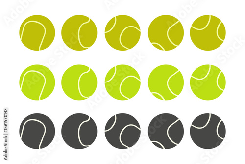 Set of tennis balls. Vector icon design in flat style. Sports, Wimbledon tournament, international tennis tournament, sports events and competitions.