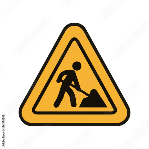 Under Construction Sign Icon – Flat Vector Construction Illustration