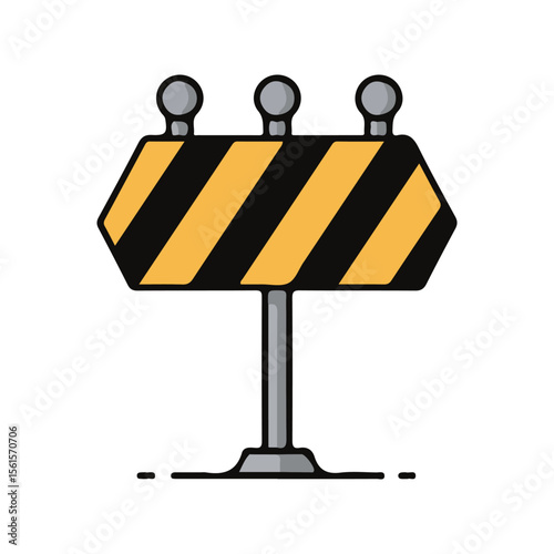 Under Construction Sign Icon – Flat Vector Construction Illustration